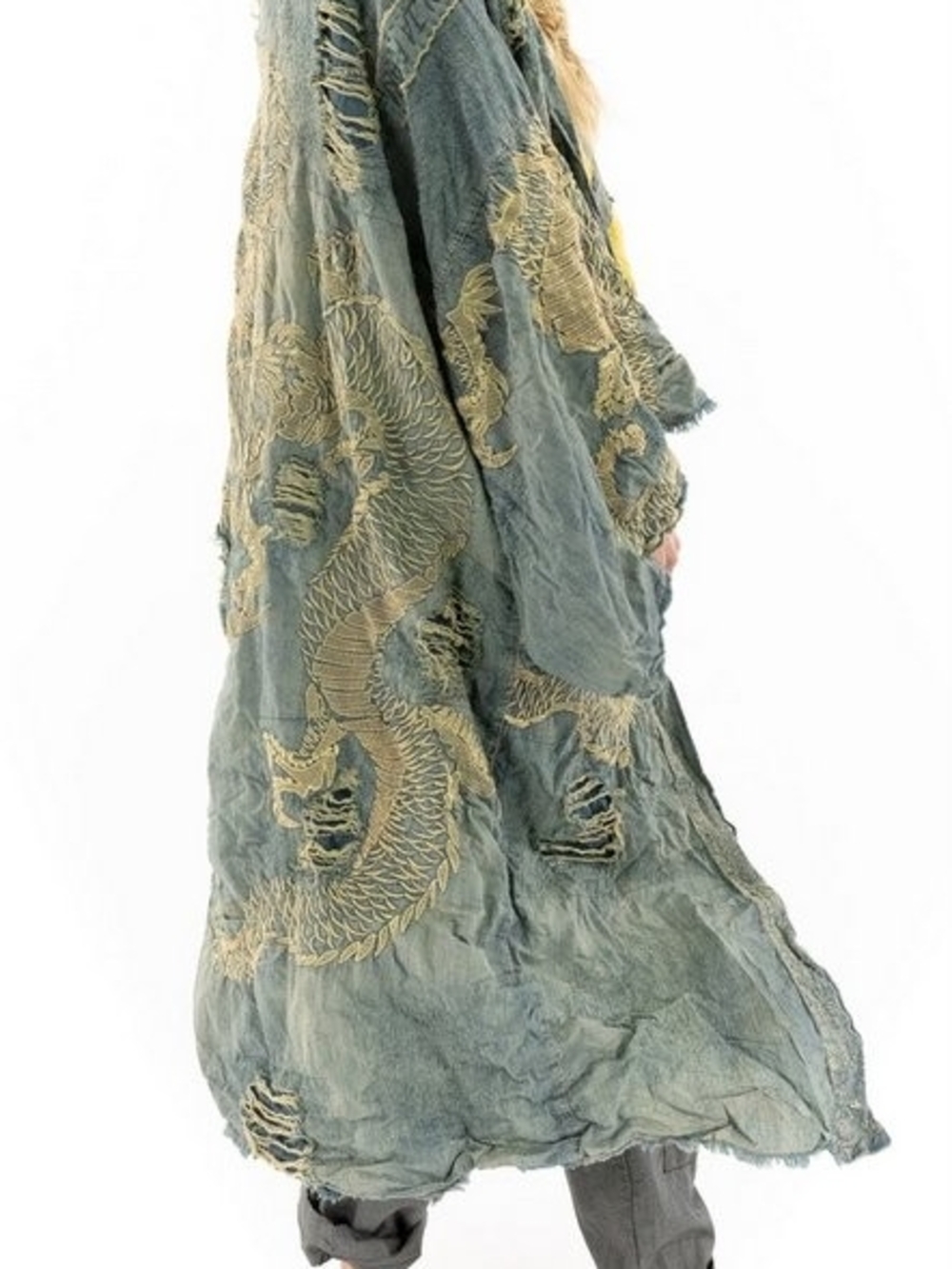 Magnolia Pearl Denim Dragon Daiji Kimono Jacket 517 Washed Indigo - Picture 13 of 13
